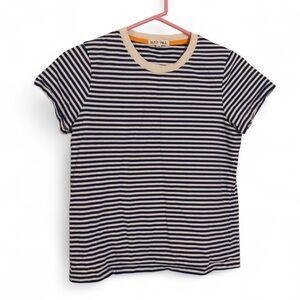 Alex Mill Blue and White Striped Tee 100% Cotton Size Medium
